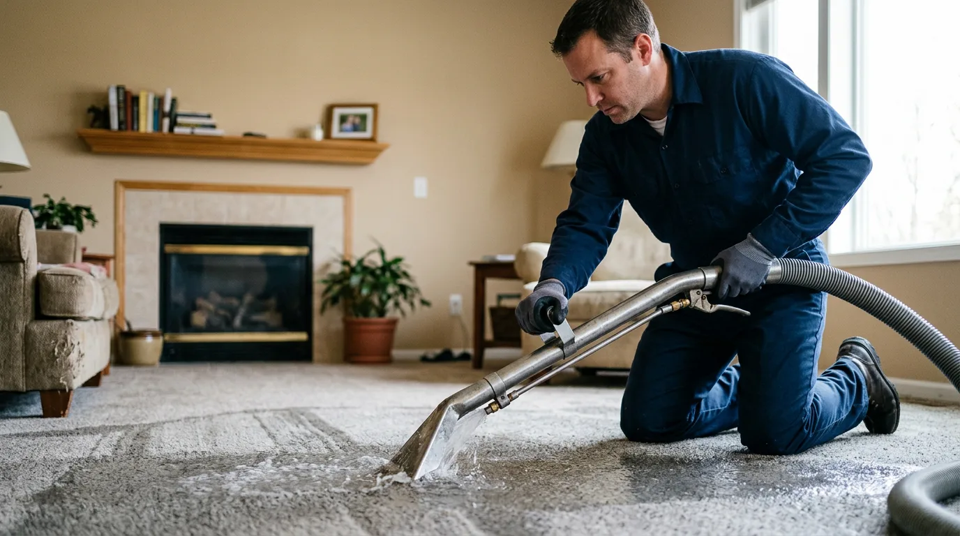 Water damage restoration technician working near Mason, WV
